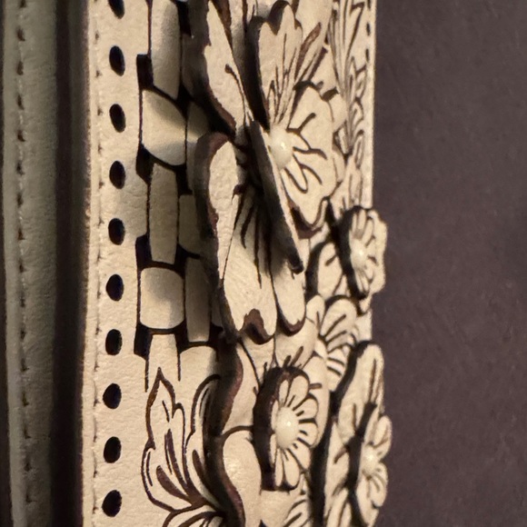 Brighton Tan Hand Cut Floral Crossbody Bag - Picture 10 of 10